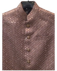 Rose Gold / Light Brown - Rich Lucknowi Sequins Mens Waistcoat / Bandi - Bollywood - HHF2403 KK 0624