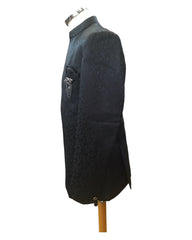 PREMIUM Slim Fit Mens Black BandhGala / Prince / Chinese Collar Open Jacket with inside Waistcoat- Fantastic Fit - CS2409 JA 0524