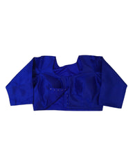 Royal Blue - Silky Saree blouse with cups,  Long Sleeves, High Back - 42