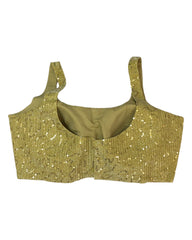 Gold - Full Sequins Saree blouse with cups,  Sleeveless - 38