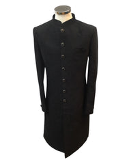 Size 38, 40, 42 - Black - Classic Suede Sherwani with Buttons -  BS787 01RV25