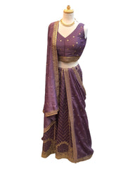 Lilac -  Dupion Silk Lehenga Set - Size UK 18 (44