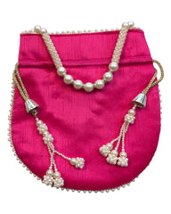 Fuchsia Pink - Silky Bollywood Ladies Potli / Pouch Style HandBag - GJ21 10Rp24