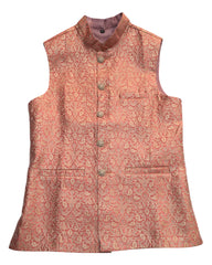 Coral - Banarasi Handloom Brocade Mens Waistcoat - UK Stock- Dispatch in 24 hrs - KCS241102 KK