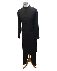 Black - Rich Material Mens Indian Kurta set - Pair with a waistcoat or wear under Sherwanis - Weddings / Walimas , Sangeet, Mehndi / Henna , Eid / Diwali - BS2503 01VK25