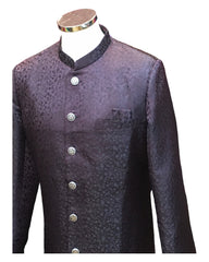 Wine - Classic Self Brocade Sherwani with Quality Buttons -  YD2414 06JP24