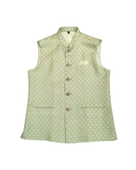 Pista Green - Handloom Brocade Indian Mens Waistcoat / Bandi - Bollywood - CS2405 KV 0524