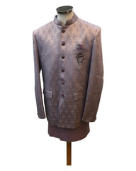 Lilac / Pink - PREMIUM Slim Fit Mens Self Brocade BandhGala / Prince / Chinese Collar Jacket with Long Waistcoat - Fantastic Fit - CS2505 01PY25