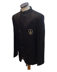 Black - PREMIUM Slim Fit Mens Self Brocade BandhGala / Prince / Chinese Collar Jacket - Fantastic Fit - CS2501 01TA25