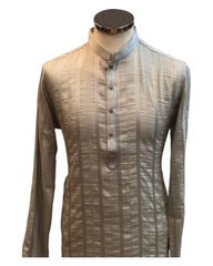 Light Grey / Silver - Silky -  Mens Indian Kurta set - Weddings / Walimas , Sangeet, Eid, Mehndi / Henna - NAD2512 01KR25