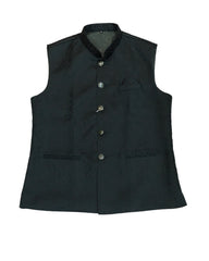 Racing / Bottle Green - Self Brocade Indian Mens Waistcoat / Bandi - Bollywood - CS2403 KT 0524