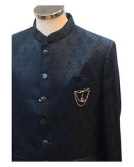 Teal / Rama - PREMIUM Slim Fit Mens Self Brocade BandhGala / Prince / Chinese Collar Jacket - Fantastic Fit - CS2501 01TA25