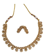 Gold - Small - Gold Finish Necklace Set with Earrings - AE2404 C 0724