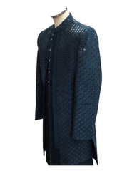 Teal Blue / Green - Stunning Double Layered Mens Sherwani - SHU2504 PC 0325