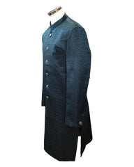 Teal - Classic Self Brocade Sherwani with Quality Buttons -  YD2415 06JP24