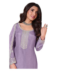 Lilac  - Simple / Classy Silky Ladies Indian Salwar Suit with Rich Dupatta - Available in Sizes 12 & 18 - VF69096 VR 0924