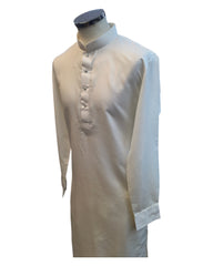 White - Rich Material Mens Indian Kurta set - Pair with a waistcoat or wear under Sherwanis - Weddings / Walimas , Sangeet, Mehndi / Henna , Eid / Diwali - BS2503 01VK25