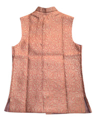 Coral - Banarasi Handloom Brocade Mens Waistcoat - UK Stock- Dispatch in 24 hrs - KCS241102 KK