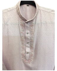 Pastel Lilac - Rich Crepe Brocade Mens Indian Kurta set - Weddings / Walimas , Sangeet, Eid, Mehndi / Henna - KCS1053 06VT24