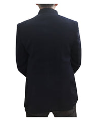 Navy Blue - PREMIUM Mens Self Brocade BandhGala / Prince / Chinese Collar Jacket with Hand Embroidery - Fantastic Fit - CS2507 03AY25