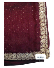 Maroon - Dupion Silk -Fancy Party Saree with Blouse Piece - 11KA24 SP2416