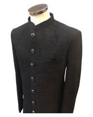 Size 38, 40, 42 - Black - Classic Suede Sherwani with Buttons -  BS787 01RV25