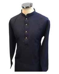 Navy Blue - Rich Material Mens Indian Kurta set - Pair with a waistcoat or wear under Sherwanis - Weddings / Walimas , Sangeet, Mehndi / Henna , Eid / Diwali - BS2503 01VK25