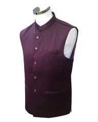 PREMIUM Slim Fit Mens Wine BandhGala / Prince / Chinese Collar Open Jacket with inside Waistcoat- Fantastic Fit - CS2408 JC 0524