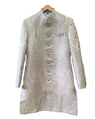 Pink - Classic Banarasi Brocade Sherwani with Gold Buttons -  HHF2407 TC 0624