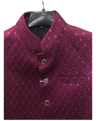 Magenta - Rich Lucknowi Sequins Mens Waistcoat / Bandi - Bollywood - HHF2402 KK 0624