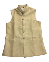 Gold - Banarasi Handloom Brocade Mens Waistcoat - UK Stock- Dispatch in 24 hrs - KCS241105 KK