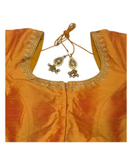 Orange / Amber - Dupion Silky Saree / Lehenga blouse - 38