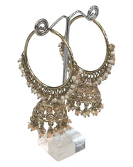 Peach - Large - Antique Finish Traditional Bali Zhumki Earrings - Bollywood - Weddings - JE28 Tp 0724