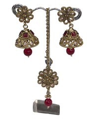 Fuchsia - Medium - Antique Gold Finish Necklace Set with Earrings - DAJ531 KY 0724