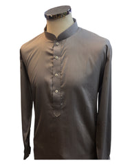 Light Grey - Rich Material Mens Indian Kurta set - Pair with a waistcoat or wear under Sherwanis - Weddings / Walimas , Sangeet, Mehndi / Henna , Eid / Diwali - BS2503 01VK25