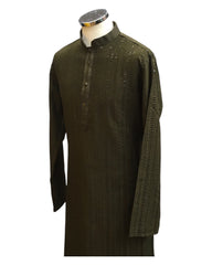 Henna Mehndi Green - Rich Sequins Lucknowi Chiffon Mens Indian Kurta Set with Smart Pants - Weddings / Walimas , Sangeet, Eid, Mehndi / Henna - SHU2501 KC 0325