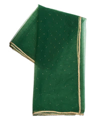 Green - Ladies Net Dupatta with Gold Lace Border  & Diamante - Mix N Match -  VC2501 T0125