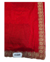 Red - Dupion Silk -Fancy Party Saree with Blouse Piece - 11KA24 SP2416