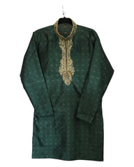 Green - Handloom Banarasi Mens Indian Kurta set - Weddings / Walimas , Sangeet, Eid, Mehndi / Henna - KCS1027 06KC24