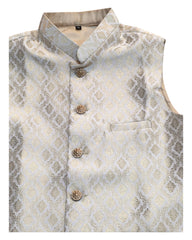 Cream - Rich Banarasi Brocade Handloom Brocade Mens Waistcoat - UK Stock- Dispatch in 24 hrs - KCS241107 KP