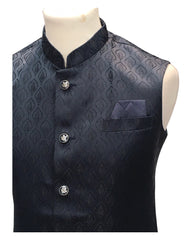 Navy Blue - Rich Suiting Material Mens Indian Waistcoat - Amazing Fit - Great Quality - YD2420 KC 0824