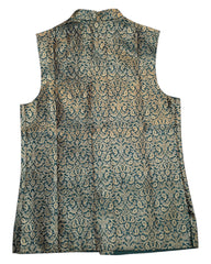 Racing Green - Banarasi Handloom Brocade Mens Waistcoat - UK Stock- Dispatch in 24 hrs - KCS241103 KK