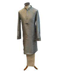 Grey - Silky -  Mens Indian Kurta set - Weddings / Walimas , Sangeet, Eid, Mehndi / Henna - NAD2511 01KJ25