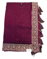 Maroon - Crepe -Fancy Party Saree with Blouse Piece - SP2407 11VV24