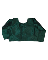 Bottle Green - Silky Saree blouse with cups,  Long Sleeves, High Back - 42