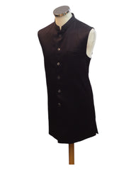 Dark Wine - PREMIUM Slim Fit Mens Self Brocade BandhGala / Prince / Chinese Collar Jacket with Long Waistcoat - Fantastic Fit - CS2505 01PY25