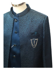 PREMIUM Slim Fit Mens Teal BandhGala / Prince / Chinese Collar Open Jacket with inside Waistcoat- Fantastic Fit - CS2407 JP 0524