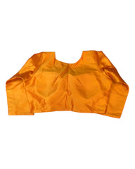 Orange - Silky Saree blouse with cups,  Long Sleeves, High Back - 38