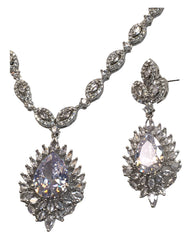 Clear - Medium - Silver Finish Necklace Set with Earrings - AE2406 A 0724