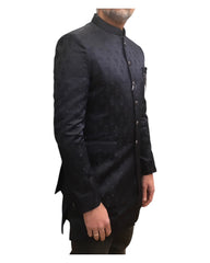 Navy Blue - PREMIUM Slim Fit Mens Self Brocade BandhGala / Prince / Chinese Collar Jacket with Long inside Waistcoat - Fantastic Fit - CS2505 03PY25